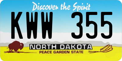 ND license plate KWW355