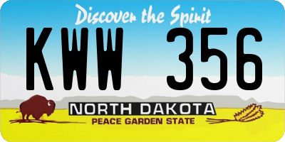 ND license plate KWW356