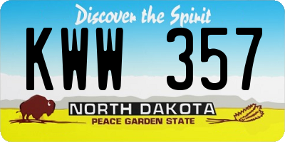 ND license plate KWW357