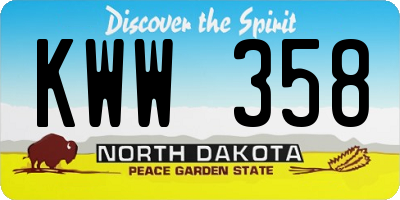 ND license plate KWW358