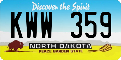 ND license plate KWW359