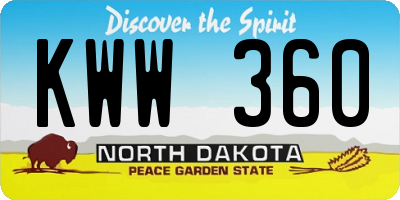 ND license plate KWW360