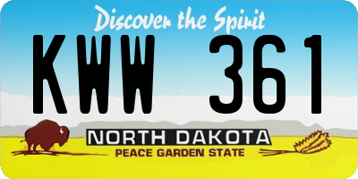 ND license plate KWW361