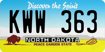 ND license plate KWW363