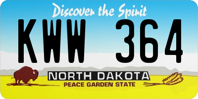 ND license plate KWW364