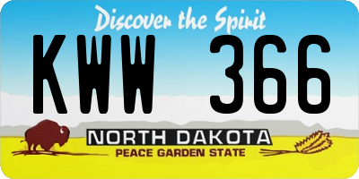 ND license plate KWW366