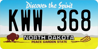 ND license plate KWW368