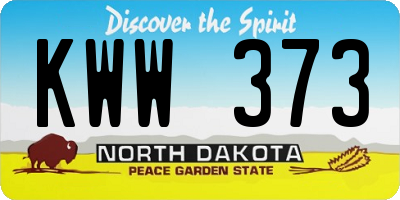 ND license plate KWW373