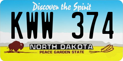 ND license plate KWW374