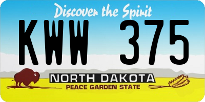 ND license plate KWW375