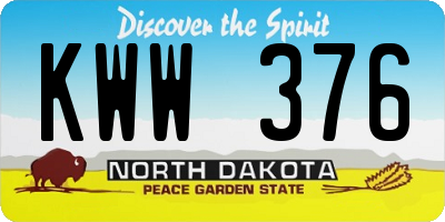 ND license plate KWW376