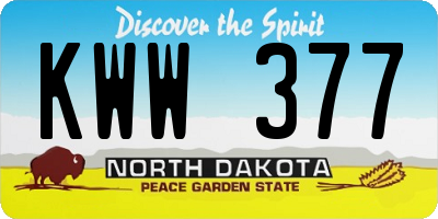 ND license plate KWW377