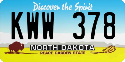 ND license plate KWW378