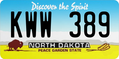 ND license plate KWW389