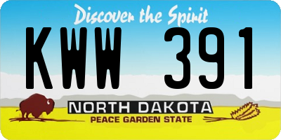 ND license plate KWW391