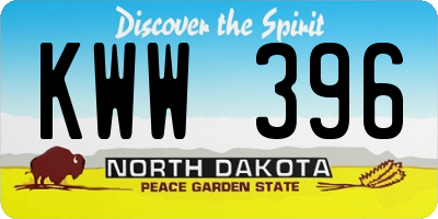 ND license plate KWW396