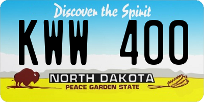 ND license plate KWW400