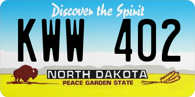 ND license plate KWW402