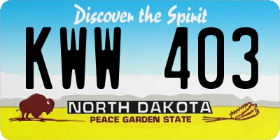 ND license plate KWW403