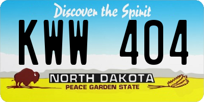 ND license plate KWW404