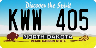 ND license plate KWW405