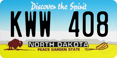 ND license plate KWW408