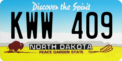 ND license plate KWW409