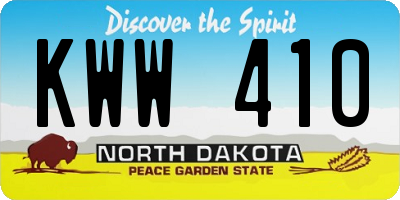 ND license plate KWW410