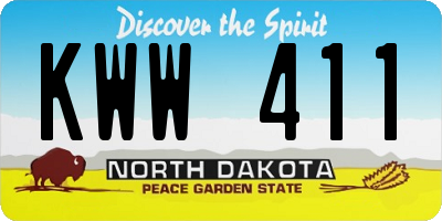 ND license plate KWW411