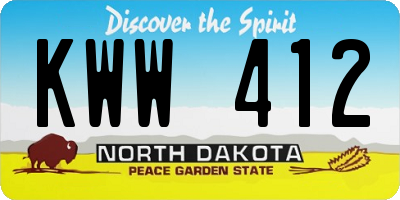 ND license plate KWW412