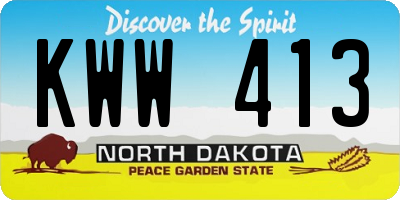 ND license plate KWW413