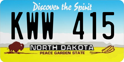 ND license plate KWW415