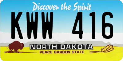 ND license plate KWW416