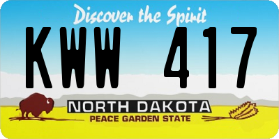 ND license plate KWW417