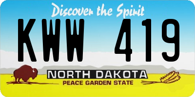 ND license plate KWW419