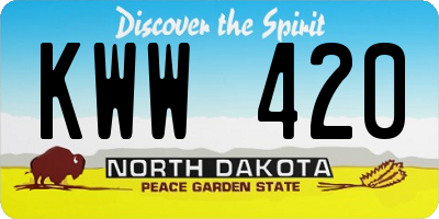 ND license plate KWW420