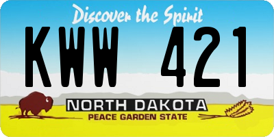 ND license plate KWW421