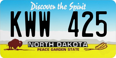 ND license plate KWW425