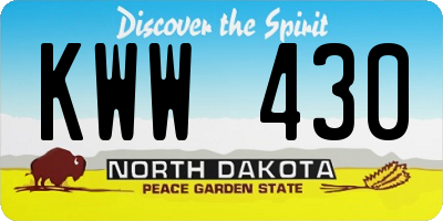 ND license plate KWW430