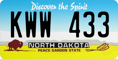 ND license plate KWW433