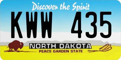 ND license plate KWW435