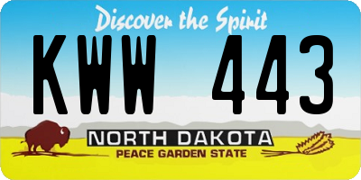 ND license plate KWW443