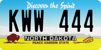 ND license plate KWW444