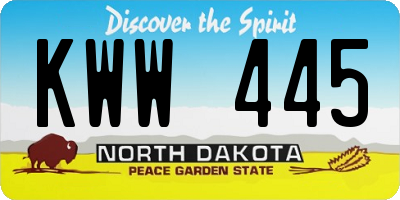 ND license plate KWW445