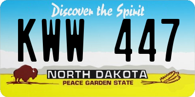 ND license plate KWW447