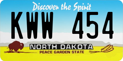 ND license plate KWW454