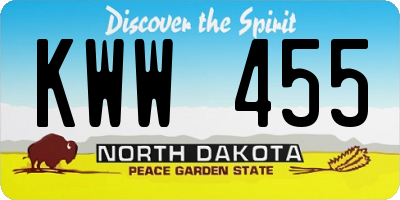 ND license plate KWW455