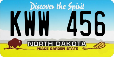 ND license plate KWW456