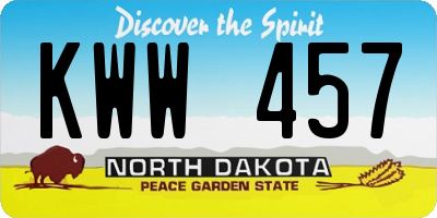 ND license plate KWW457