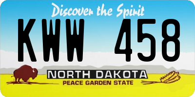 ND license plate KWW458